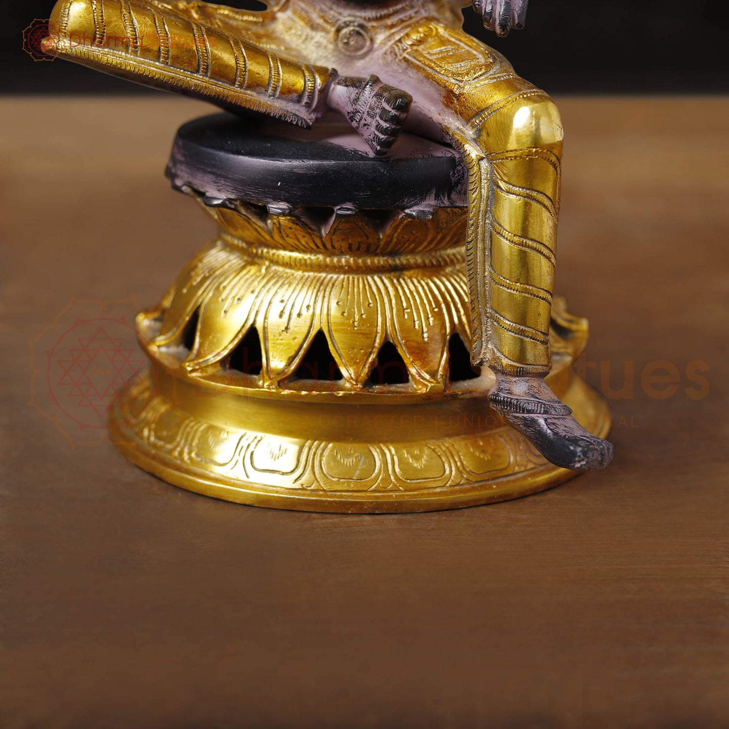 Brass Lakshmi Idol | Goddess Of Fortune, Rustic Purple Patina and Gold 12"