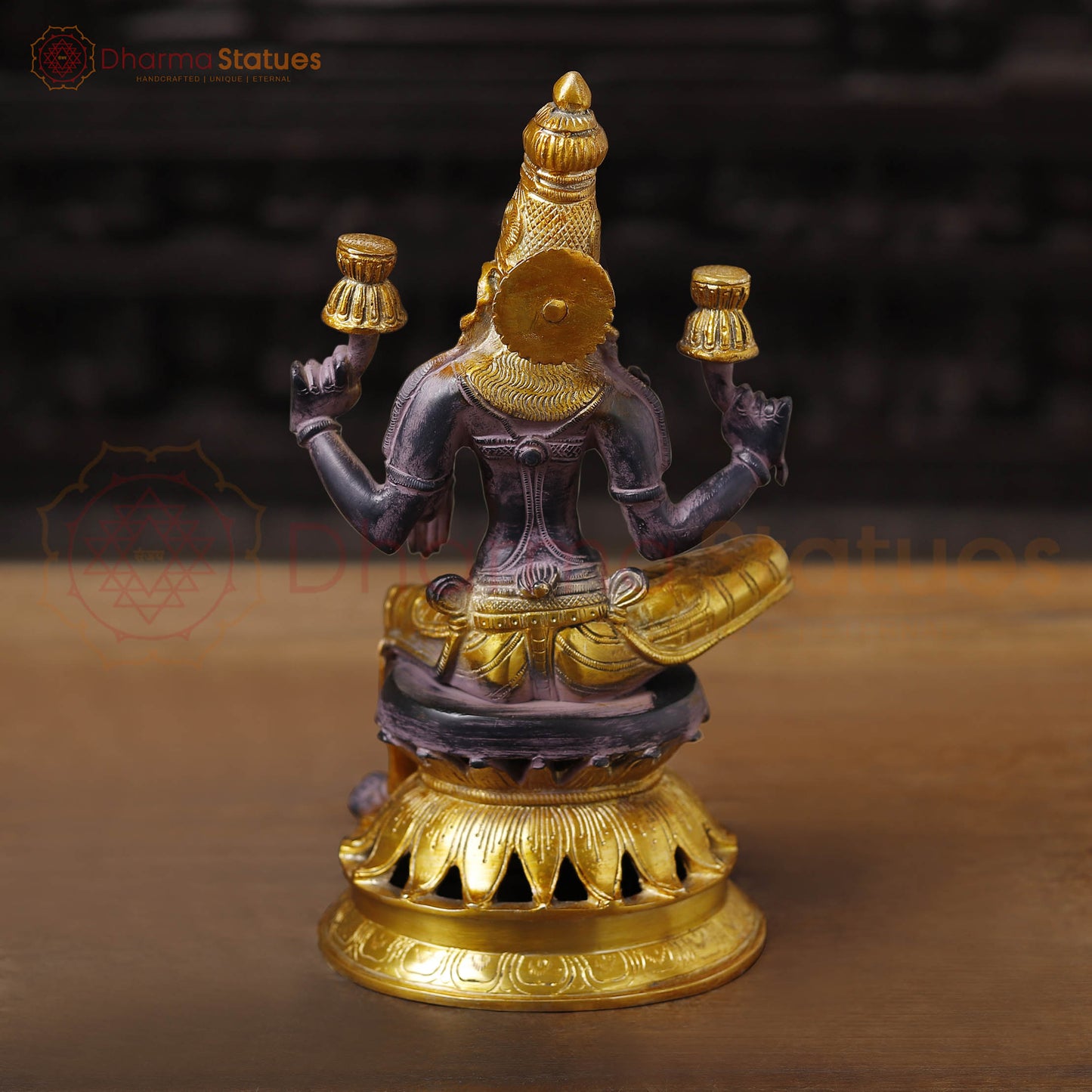 Brass Lakshmi Idol | Goddess Of Fortune, Rustic Purple Patina and Gold 12"