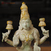 Brass Lakshmi Statue, Sitting and Showering Wealth, White & Golden Finish, 12"