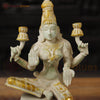 Brass Lakshmi Statue, Sitting and Showering Wealth, White & Golden Finish, 12"