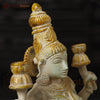 Brass Lakshmi Statue, Sitting and Showering Wealth, White & Golden Finish, 12"