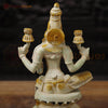 Brass Lakshmi Statue, Sitting and Showering Wealth, White & Golden Finish, 12"