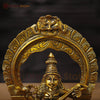 Brass Ganesh, Laxmi, Saraswati Idol, Trinity of Blessings, Fine Golden Work 9.5"