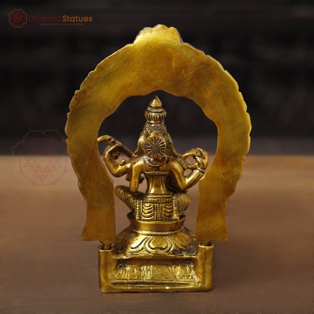 Brass Saraswati Statue- Handcrafted Idol of saraswati, Golden 9.5"