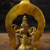 Brass Saraswati Idol, Celestial Serenade, Golden 9.5"