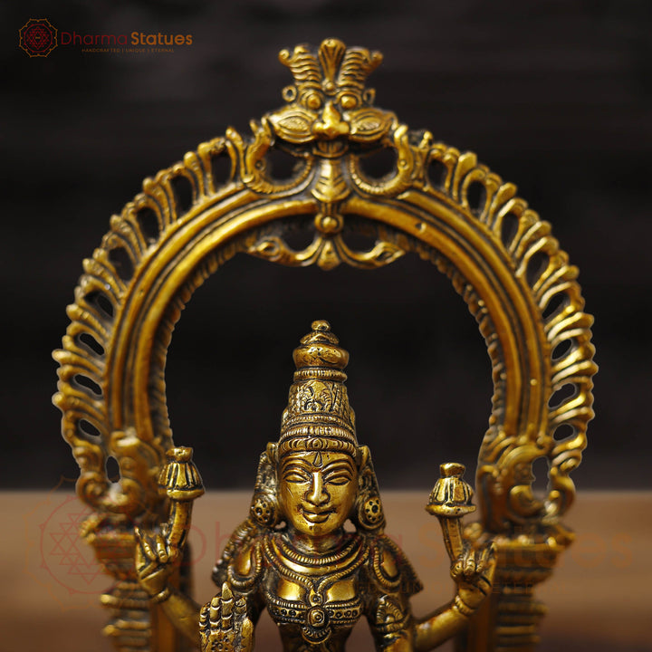 Brass Ganesh, Laxmi, Saraswati Idol, Trinity of Blessings, Fine Golden Work 9.5"