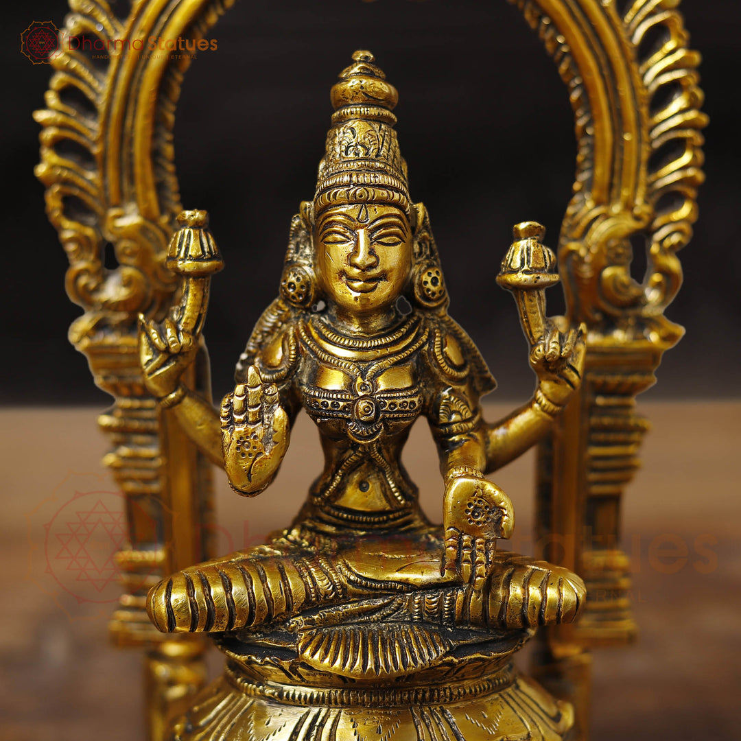 Brass Ganesh, Laxmi, Saraswati Idol, Trinity of Blessings, Fine Golden Work 9.5"