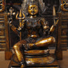 Goddess Mariamman Brass Idol- Sitting on a Throne, Copper Finish 26.5"