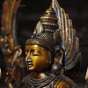 Goddess Mariamman Brass Idol- Sitting on a Throne, Copper Finish 26.5"