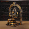 Goddess Mariamman Brass Idol- Sitting on a Throne, Copper Finish 26.5"