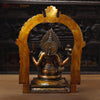 Goddess Mariamman Brass Idol- Sitting on a Throne, Copper Finish 26.5"