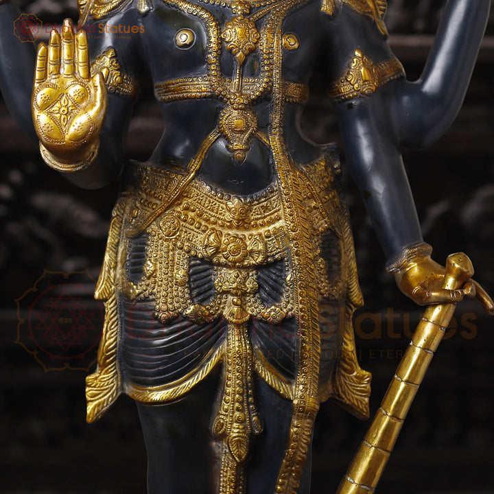 Brass Lord Vishnu is Depicted as Having a Dark Complexion and Four Arms. 41"