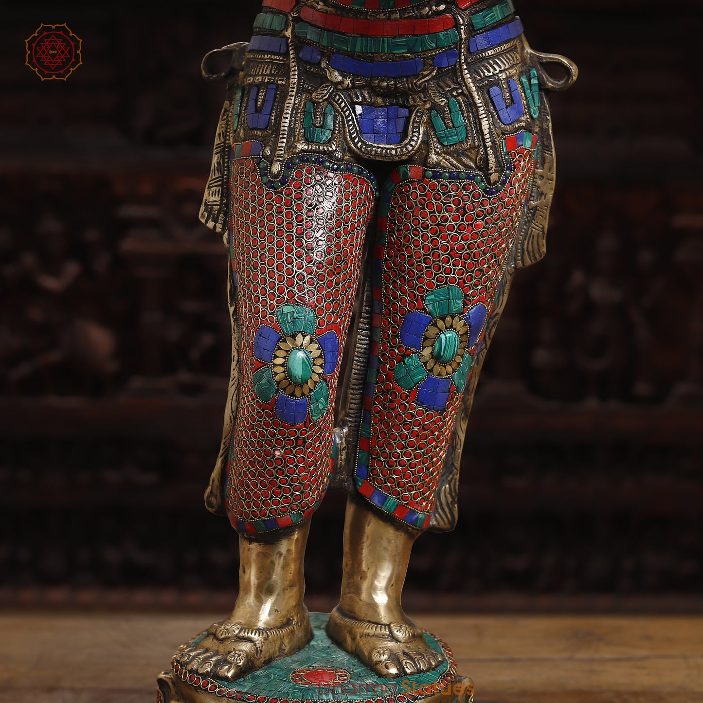 Brass Deep lakshmi with Fine Inlay Work, Stonework & Golden Finish, 43"