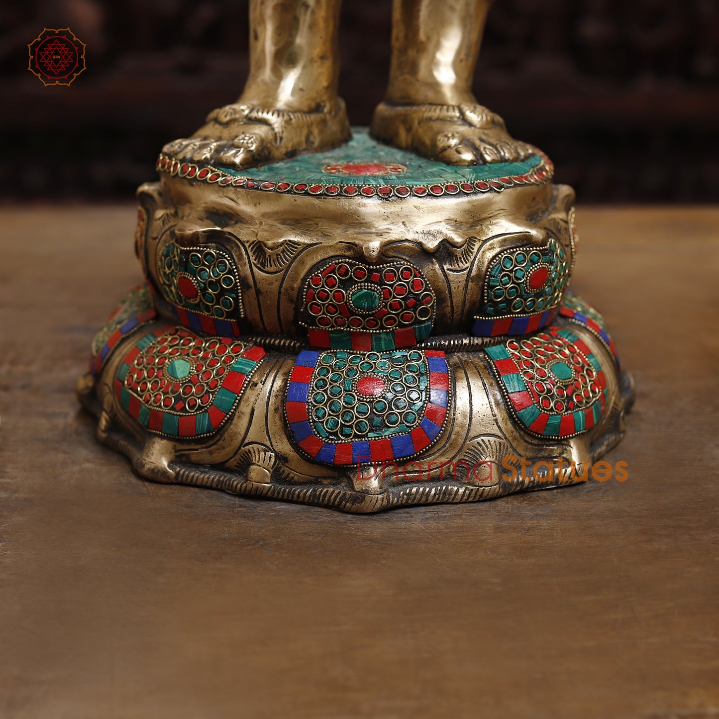 Brass Deep lakshmi with Fine Inlay Work, Stonework & Golden Finish, 43"