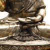 Brass Buddha seated in Blessing Posture, Fine Golden Finish, 58"