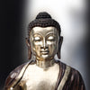 Brass Buddha seated in Blessing Posture, Golden & Copper Finish, 64"