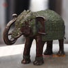 Brass Elephant Standing Large, Copper & Green Finish, 50"