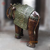 Brass Elephant Standing Large, Copper & Green Finish, 50"