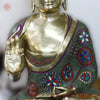 Brass Buddha Blessing, Floral Stone Work 65”