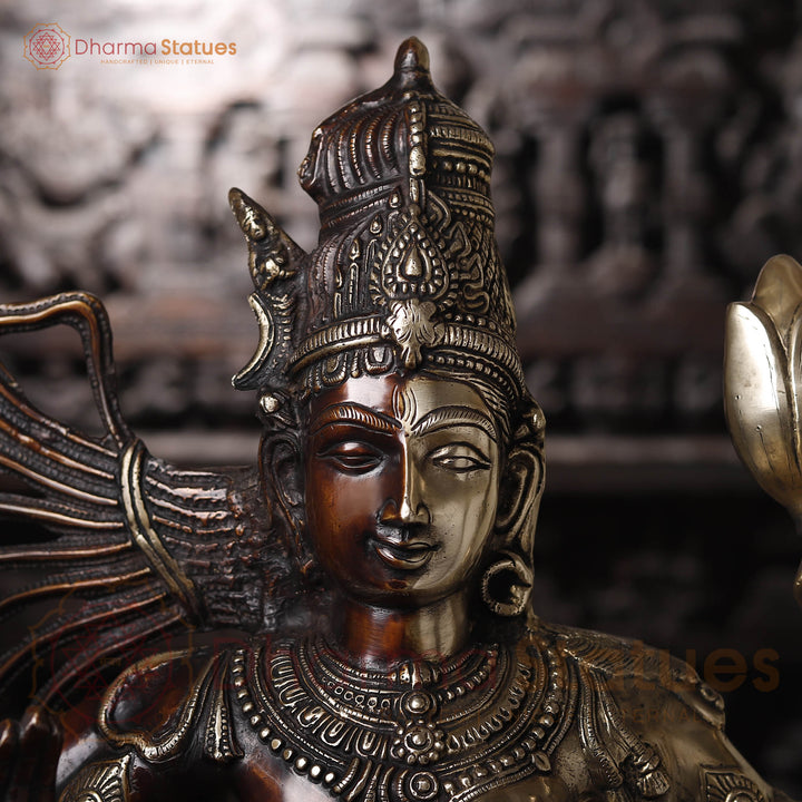 Brass Ardhanarishvara Idol, The Divine Union, Chola finish, 38"