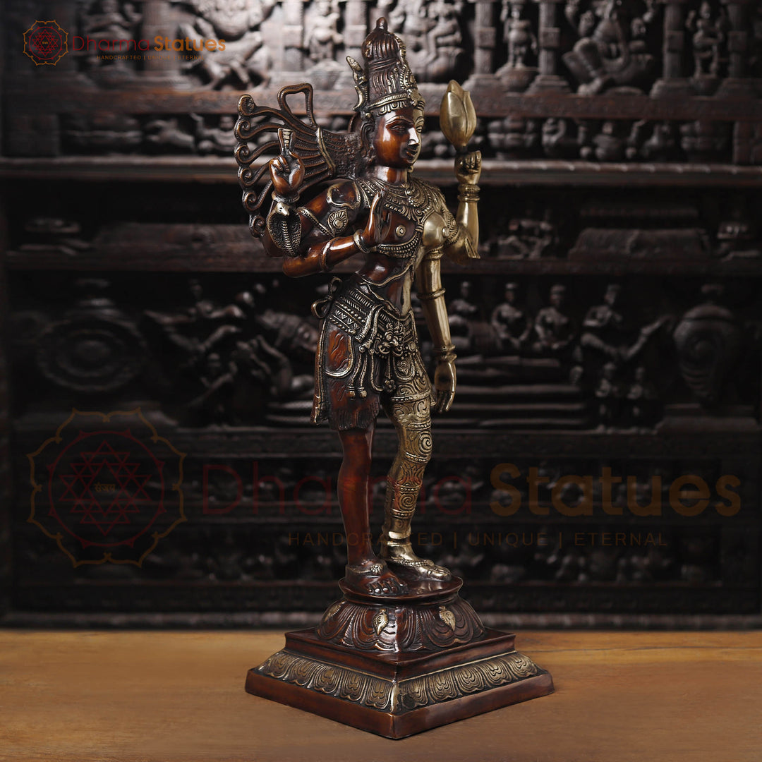 Brass Ardhanarishvara Idol, The Divine Union, Chola finish, 38"