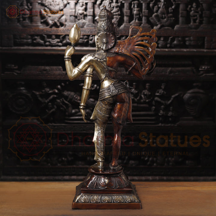 Brass Ardhanarishvara Idol, The Divine Union, Chola finish, 38"