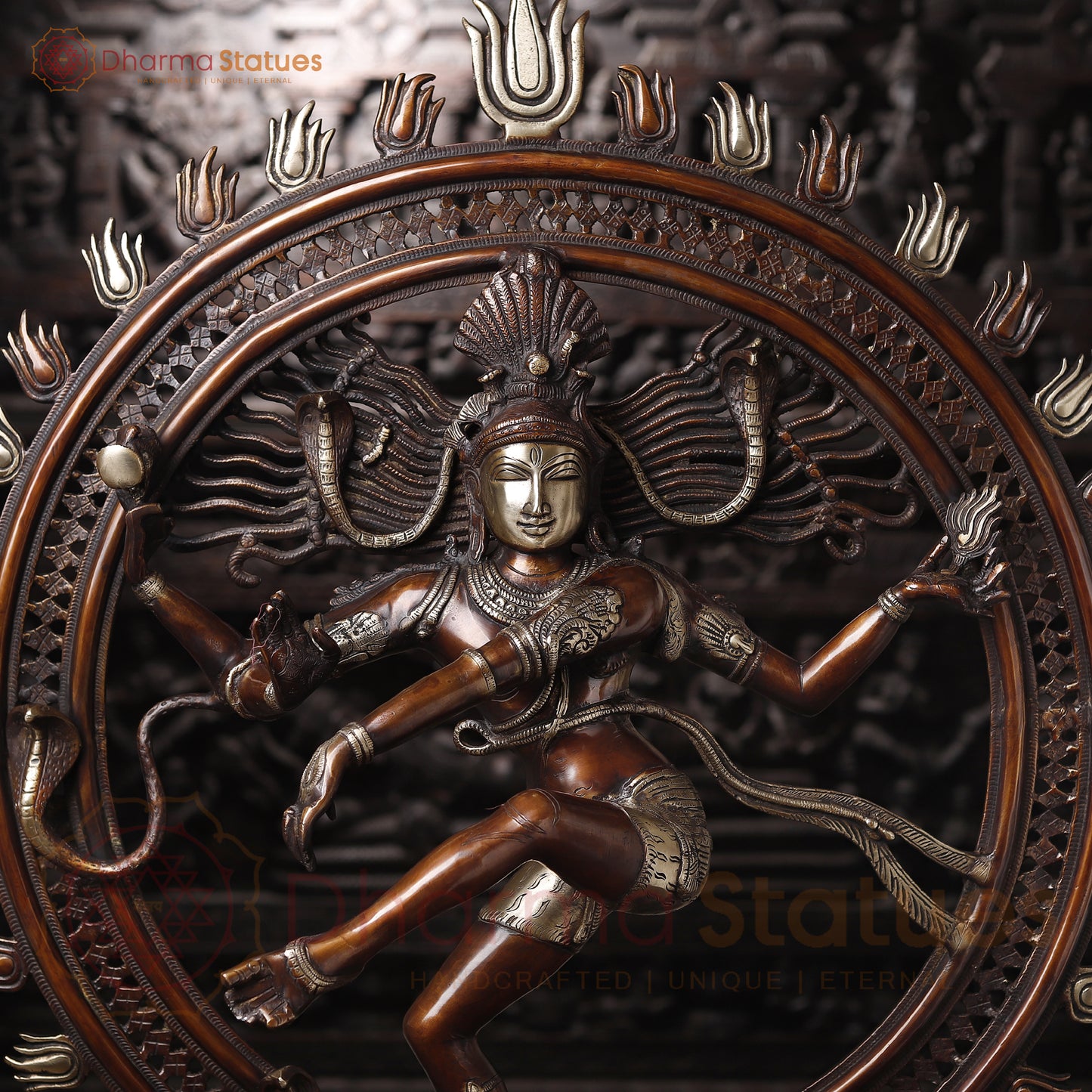 Brass Natraj Statue, Copper and Fine Golden Touch 41.5"