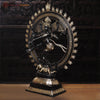 Brass Natraj, Statue Depicts Lord Shiva's Cosmic Dance, Black Patina 41.5" side view