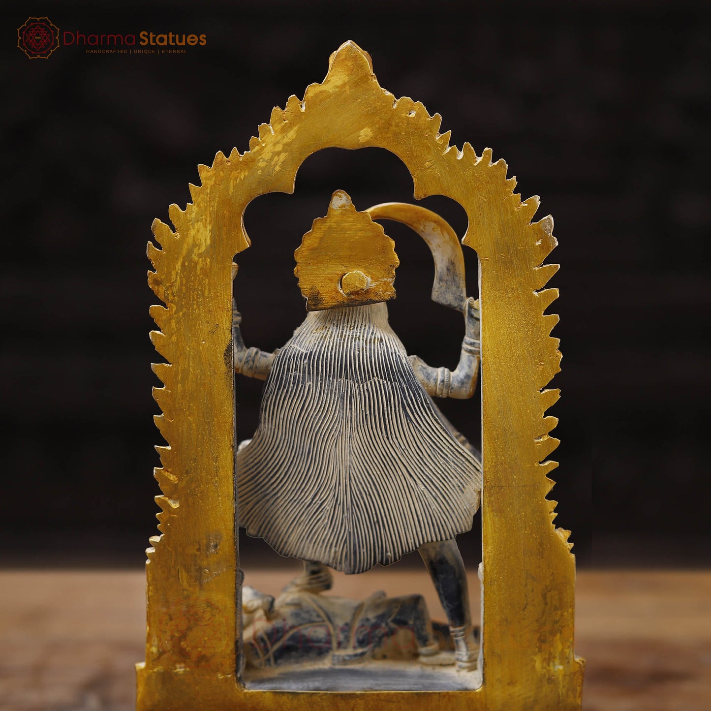 Brass Kali Idol, Manifestation of Shakti, Antique Finish 10.5"