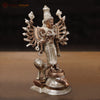 Brass Standing Durga (Bhogashakti), Exquisitely Handcrafted in Silver & Copper Finish, 9.5"