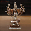 Brass Standing Durga (Bhogashakti), Exquisitely Handcrafted in Silver & Copper Finish, 9.5"