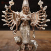 Brass Standing Durga (Bhogashakti), Exquisitely Handcrafted in Silver & Copper Finish, 9.5"