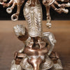 Brass Standing Durga (Bhogashakti), Exquisitely Handcrafted in Silver & Copper Finish, 9.5"