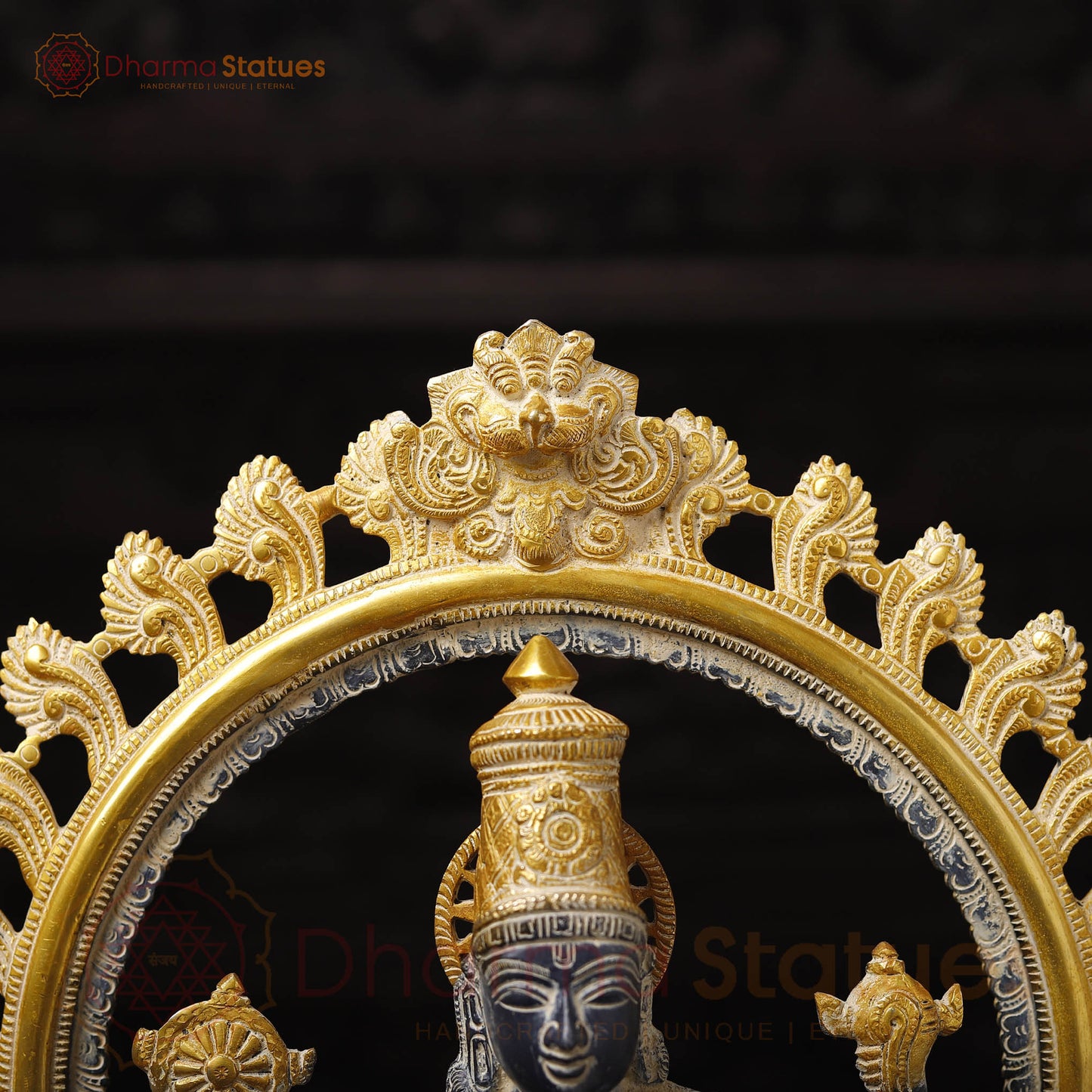 Brass Vishnu Standing Statue, Black Patina Finish 22"