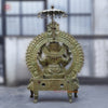 Brass Ganesh seated on Throne, Green Patina Finish, 66"