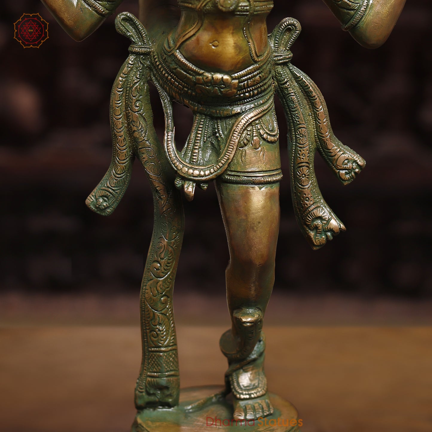 Brass Dancing Shiva, Golden & Green Finish, 20"