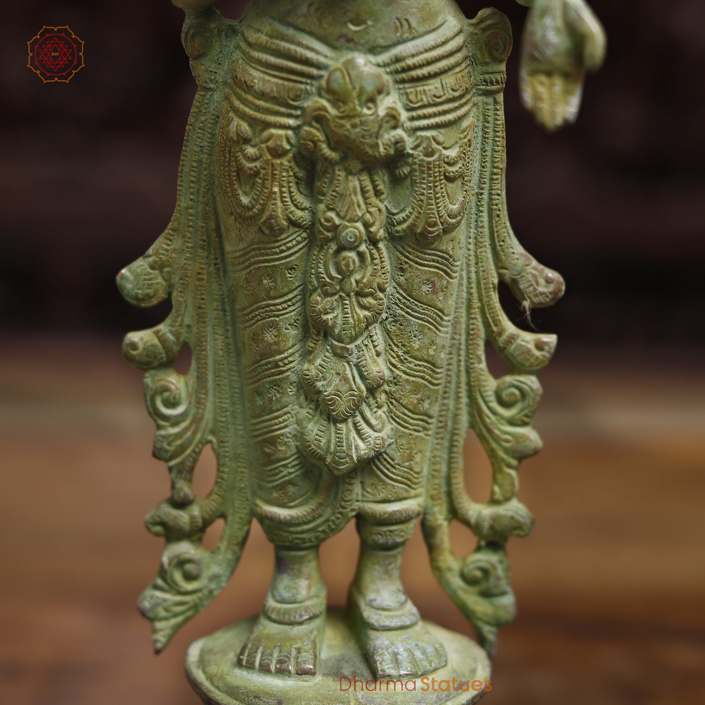 Brass Lakshmi, Green Patina Finish, 15"