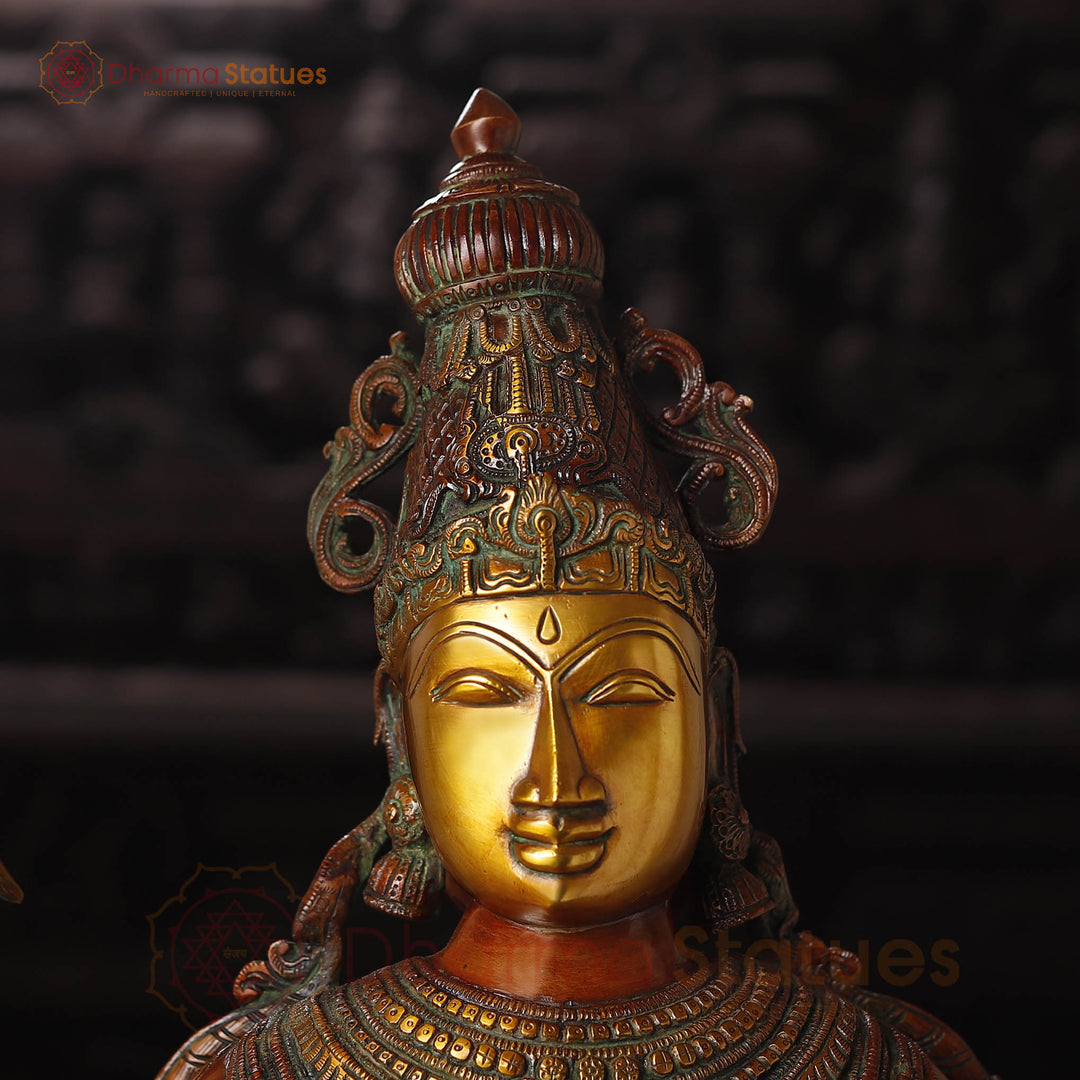 Lakshmi Brass Statue, Graceful Figure of Prosperity and Success, Copper & Golden Finish, 39.5"