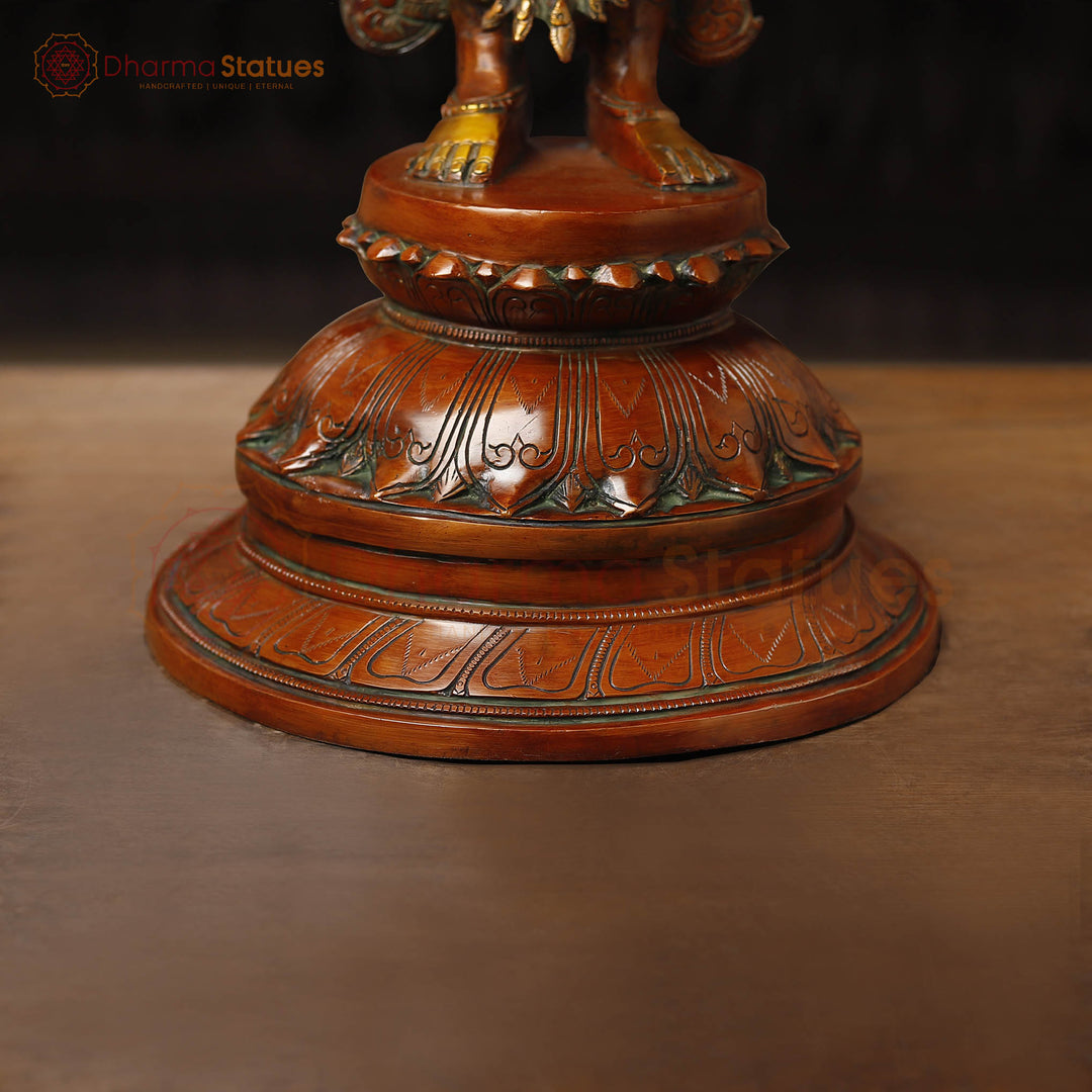 Lakshmi Brass Statue, Graceful Figure of Prosperity and Success, Copper & Golden Finish, 39.5"