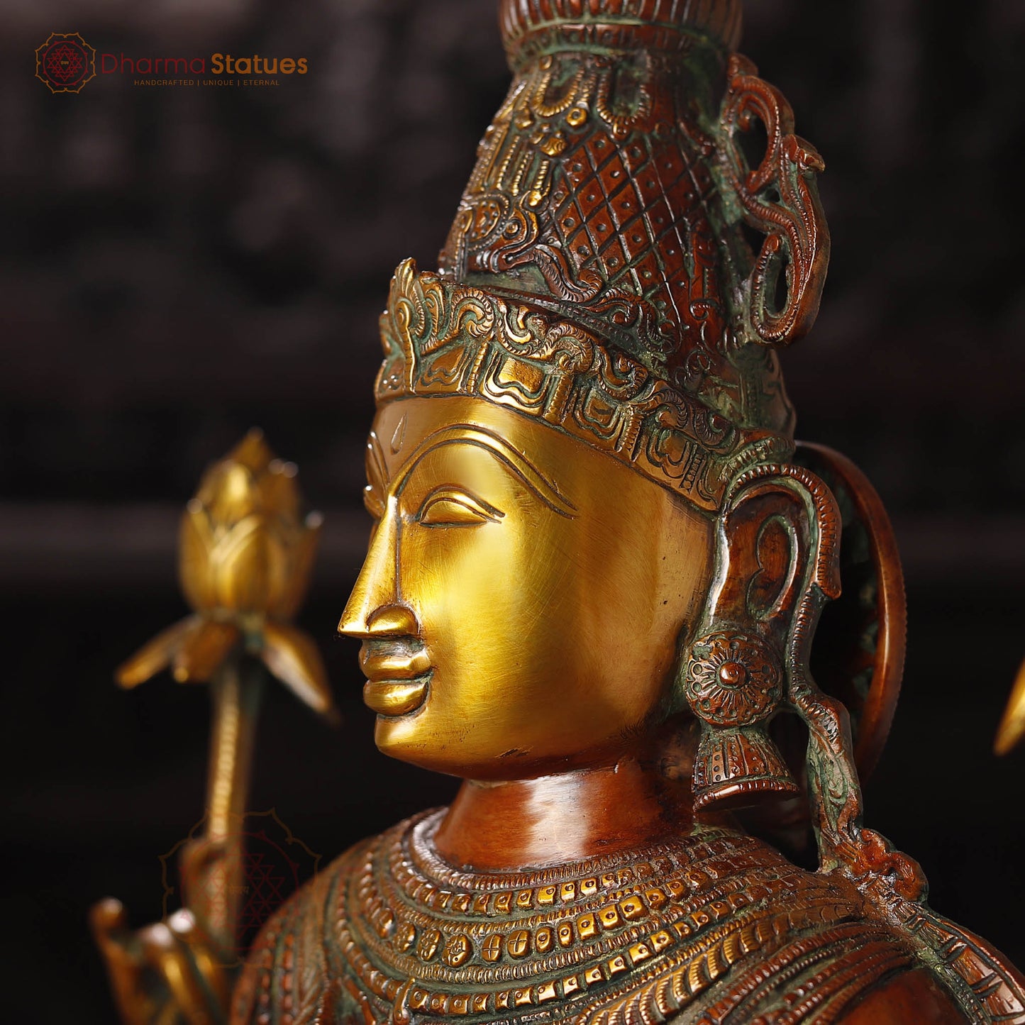Lakshmi Brass Statue, Graceful Figure of Prosperity and Success, Copper & Golden Finish, 39.5"