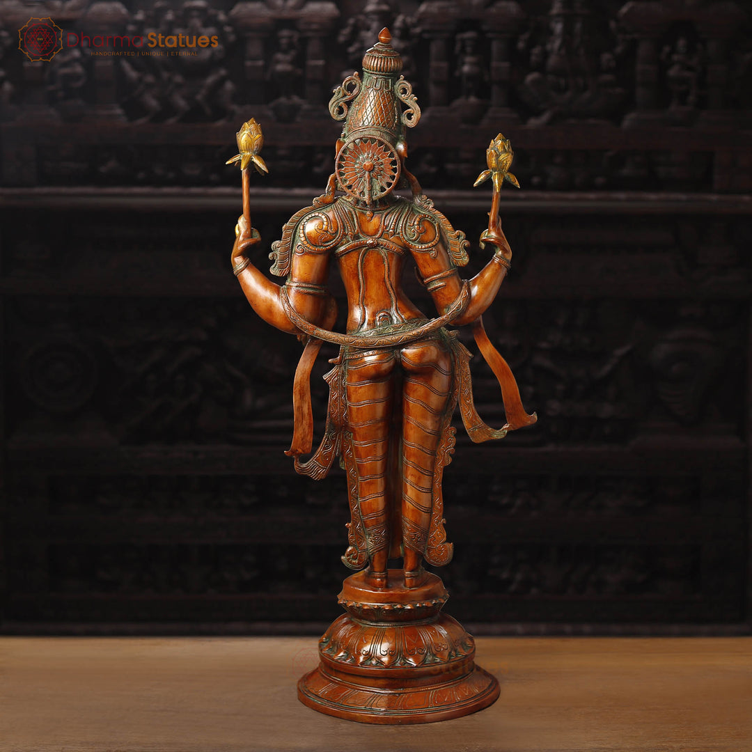 Lakshmi Brass Statue, Graceful Figure of Prosperity and Success, Copper & Golden Finish, 39.5"