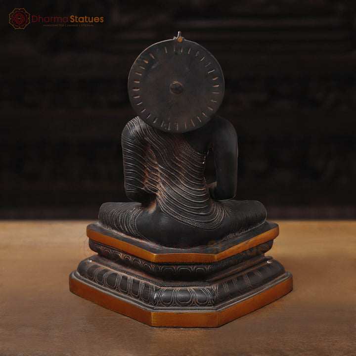 Brass Buddha Idol, Black Patina and Copper Finish 13"