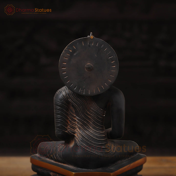 Brass Buddha Idol, Black Patina and Copper Finish 13"