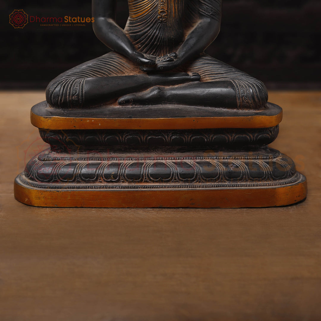 Brass Buddha Idol, Black Patina and Copper Finish 13"