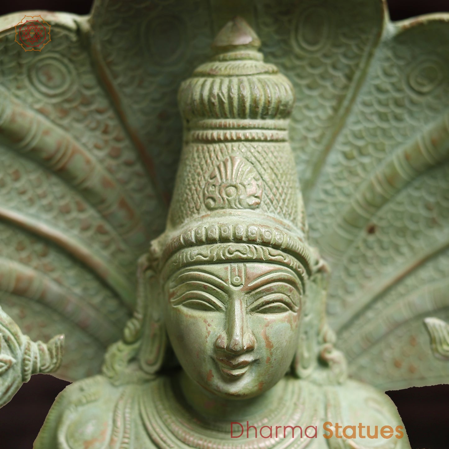 Brass Patanjali Statue, Antique Green Finish, 15.5"