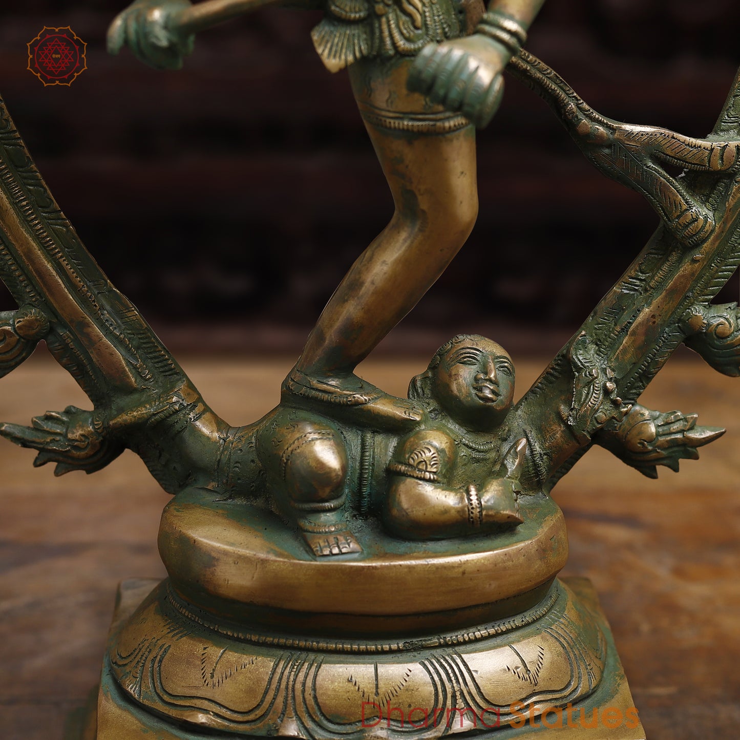 Brass Nataraj, Dancing Shiva, Antique Gold & Green Finish, 24.5"