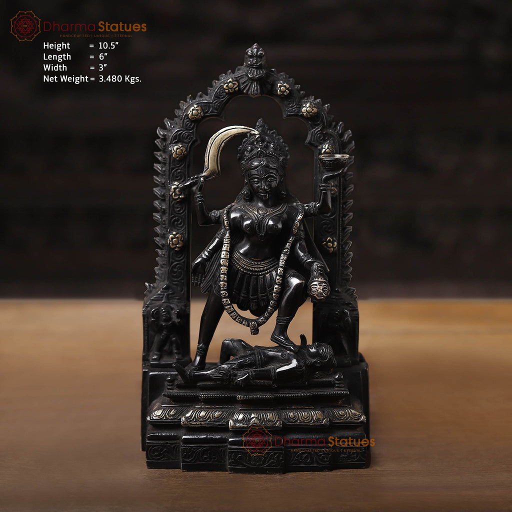 Brass Kali Idol, Transcendent Force, Black Patina, 10.5"