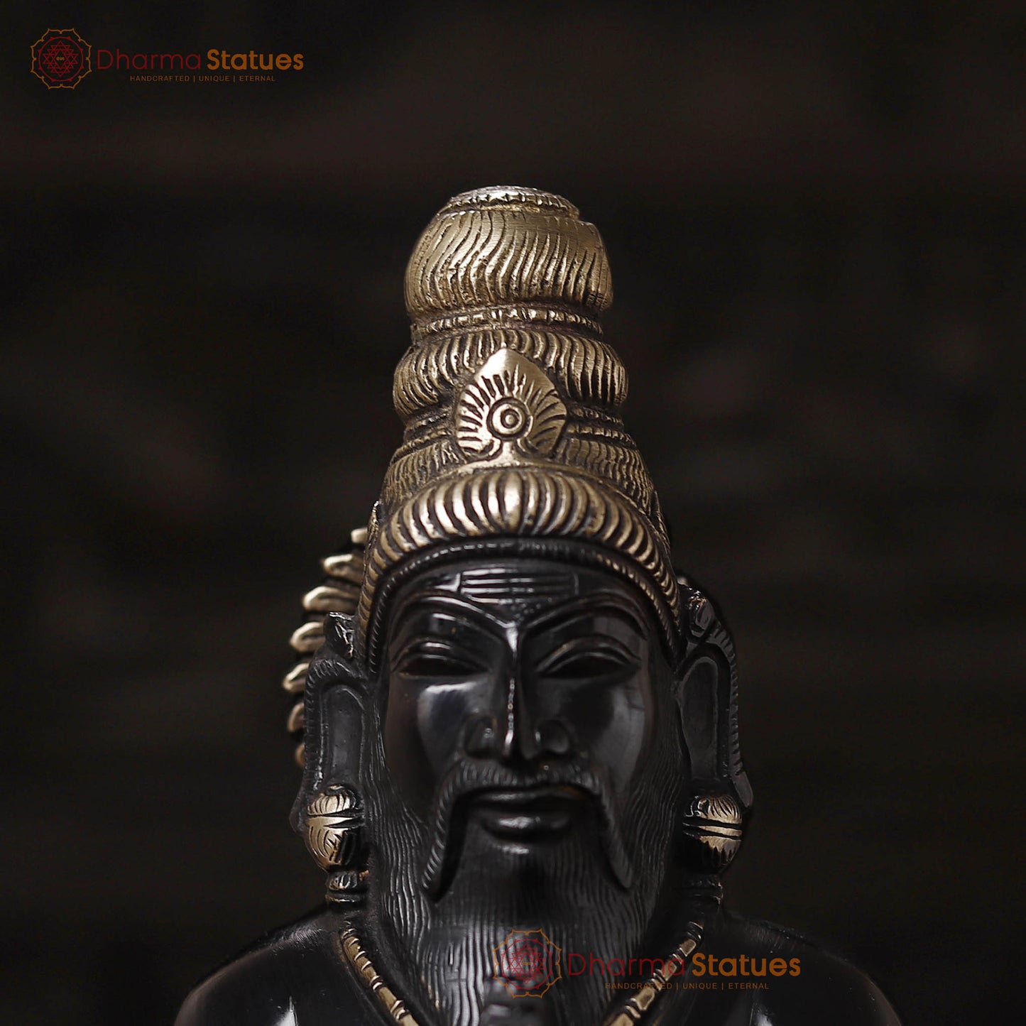 Brass Nag Devta, Black Patina & Golden Finish, 17.5"