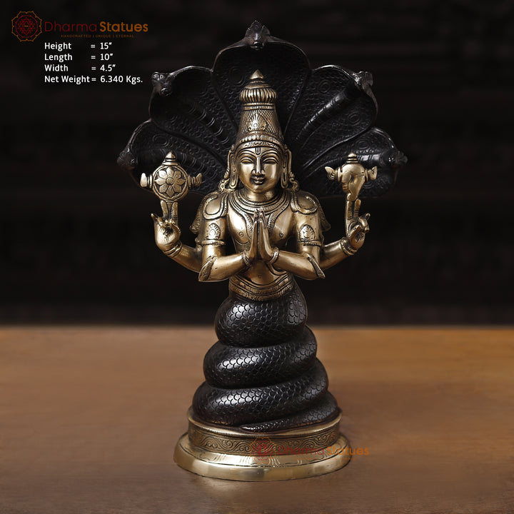 Brass Patanjali, God Of Yoga, Black & Gold Finish 15"