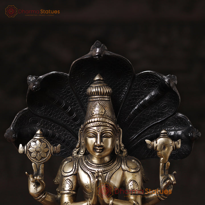 Brass Patanjali, God Of Yoga, Black & Gold Finish 15"